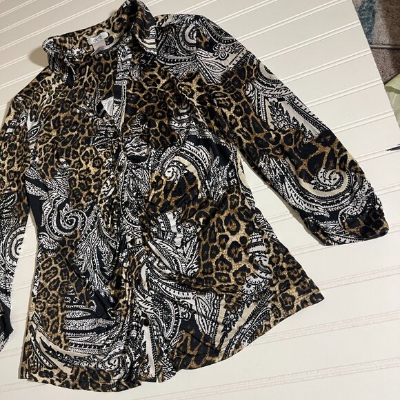 Cache Leopard Print Paisley  Top S - Picture 5 of 13